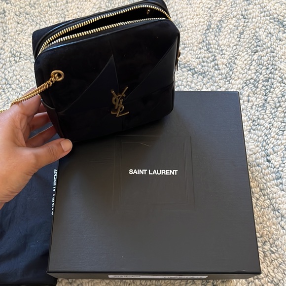 YSL Saint Laurent Jamie Cube Molly Suede Nero/Nero bag - Picture 10 of 11